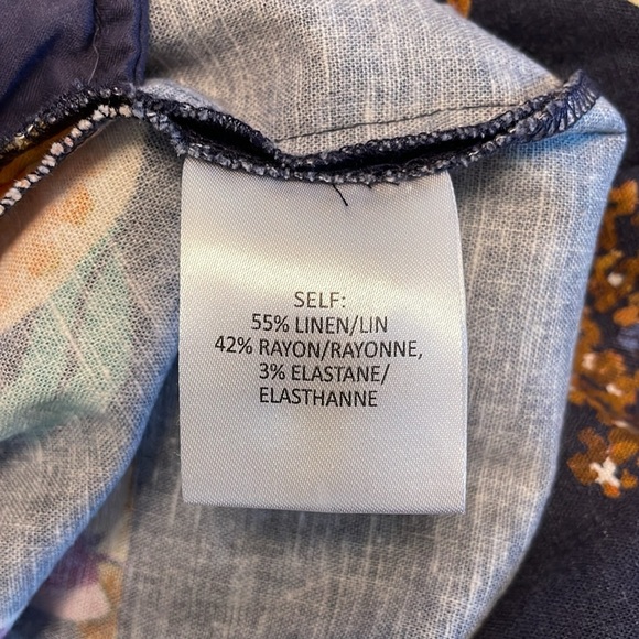 Tanya Taylor Evelyn Cropped Pants Size 6 Linen Navy Floral Wide Leg Novelty - Picture 12 of 16